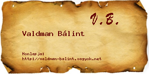 Valdman Bálint névjegykártya